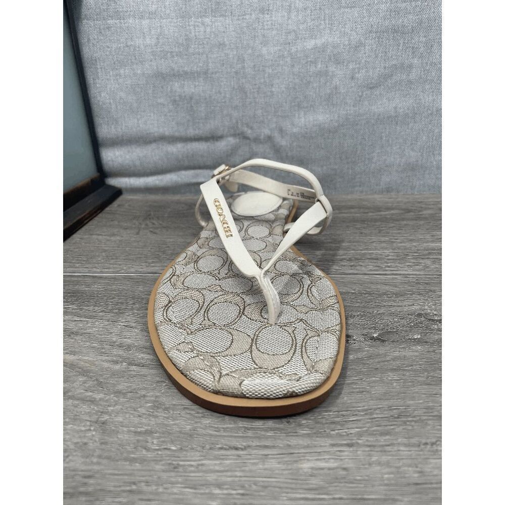 Coach Women's Josie Leather Sandals - Chalk/Stone 10B - Picture 5 of 13